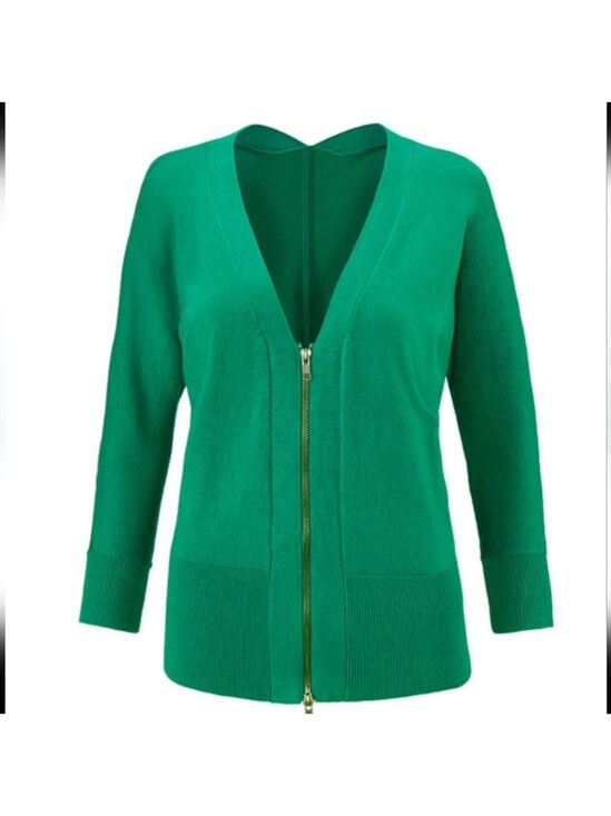 CAbi Sweaters - Cabi 5142 Womens Emerald Green Zip Front Banner Sweater Cardigan Size Medium M